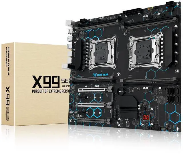 SHANGZHAOYUAN X99 Dual CPU Motherboard Intel LGA 2011-V3 Motherboard for Xeon E5 V3/V4 Series Processor (E-ATX DDR4 Max 256GB PCIe 3.0 NVME/NGFF M.2 SATA 6Gbps USB 3.0 Gigabit LAN)