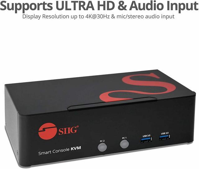 SIIG 2-Port DVI Dual-Link Smart Console KVM Switch With USB 3.0 And Multimedia Ports