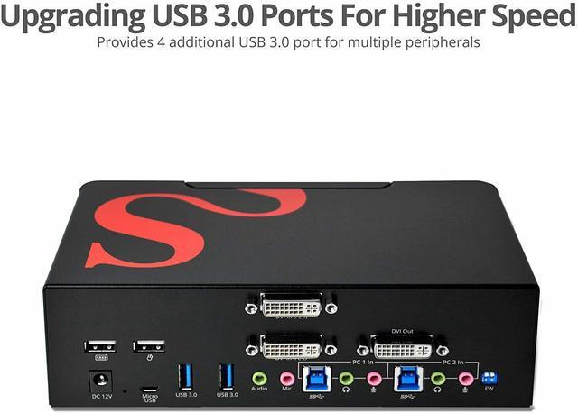 SIIG 2-Port DVI Dual-Link Smart Console KVM Switch With USB 3.0 And Multimedia Ports