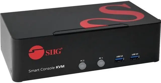 SIIG 2-Port DVI Dual-Link Smart Console KVM Switch with USB 3.0 and Multimedia Ports