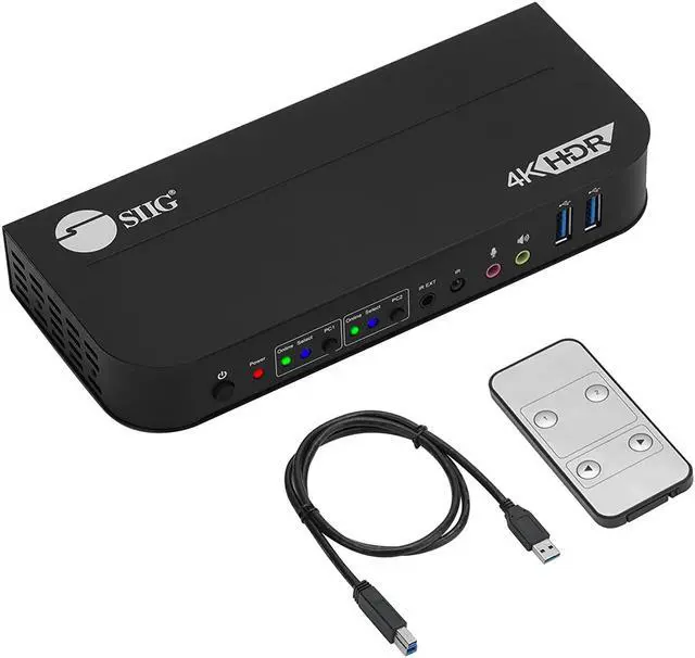 SIIG CE-KV0E11-S1 2x1 HDMI 4K HDR KVM USB 3.0 Switch with Remote Control