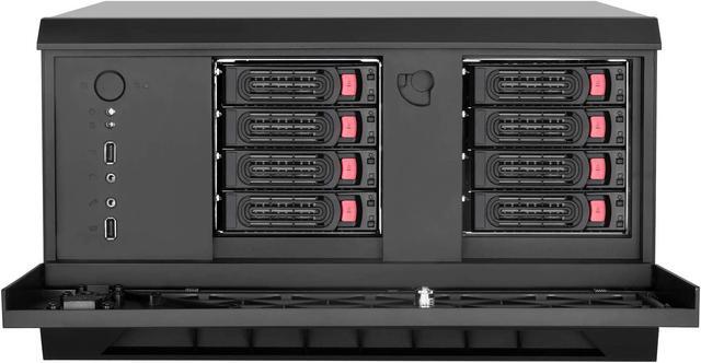 Silverstone CS381 Micro-ATX/Mini-DTX/Mini-ITX 8-Bay Hot-Swap 2.5"/3.5" SAS-12G NAS Storage Case With Two 120mm Dual Ball Bearing Fan Black