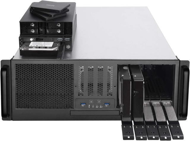 SilverStone Technology RM41-H08 4U Rackmount Server Case With 5 X 3.5 Hot-Swappable Bay And 3 X 5.25 Bays With USB 3.1 Gen 1 RM41-H08-x