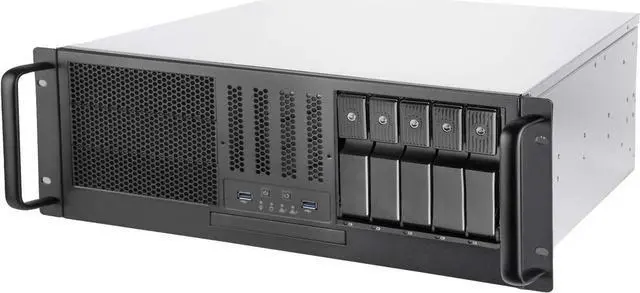 SilverStone Technology RM41-H08 4U Rackmount Server Case with 5 x 3.5 Hot-Swappable Bay and 3 x 5.25 Bays with USB 3.1 Gen 1 RM41-H08-x