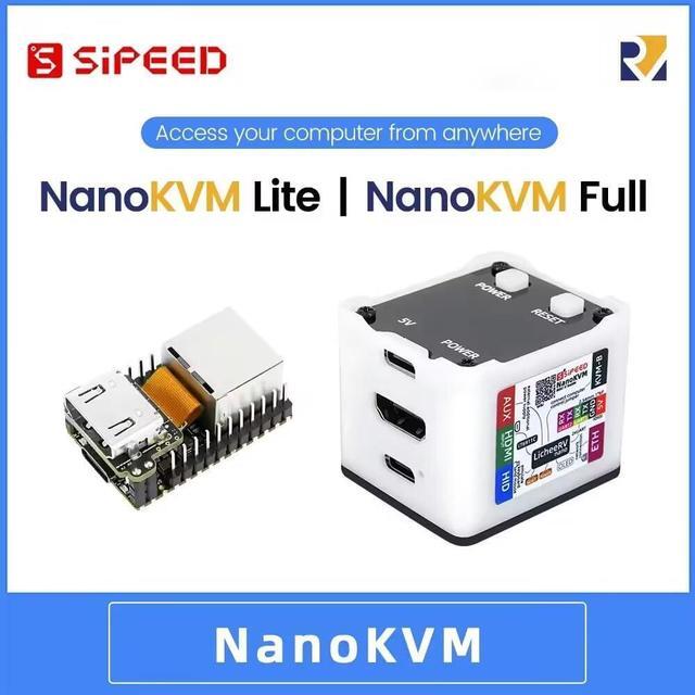 Sipeed NanoKVM IP-KVM Mini Remote Control Operations Maintenance Server 2Gbit 256MB DDR3 RISC-V Linux Development Board 1TOPS NPU 1GHz C906 RISC-V CPU USB HDMI 100M Network Port (Black Full Kit)