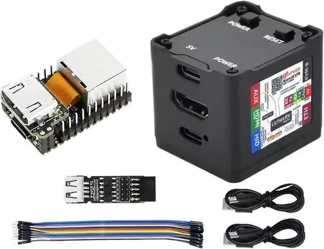 Sipeed NanoKVM IP-KVM Mini Remote Control Operations Maintenance Server 2Gbit 256MB DDR3 RISC-V Linux Development Board 1TOPS NPU 1GHz C906 RISC-V CPU USB HDMI 100M Network Port (Black Full Kit)