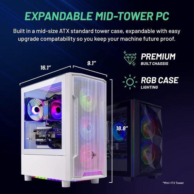 Skytech Archangel Gaming PC Desktop Intel I3 12100F 3.3 GHz (4.3GHz Turbo Boost) NVIDIA RTX 3050 6GB GDDR6 500GB SSD 16GB DDR5 RAM 5200 650W GOLD PSU Wi-Fi Win 11 Home
