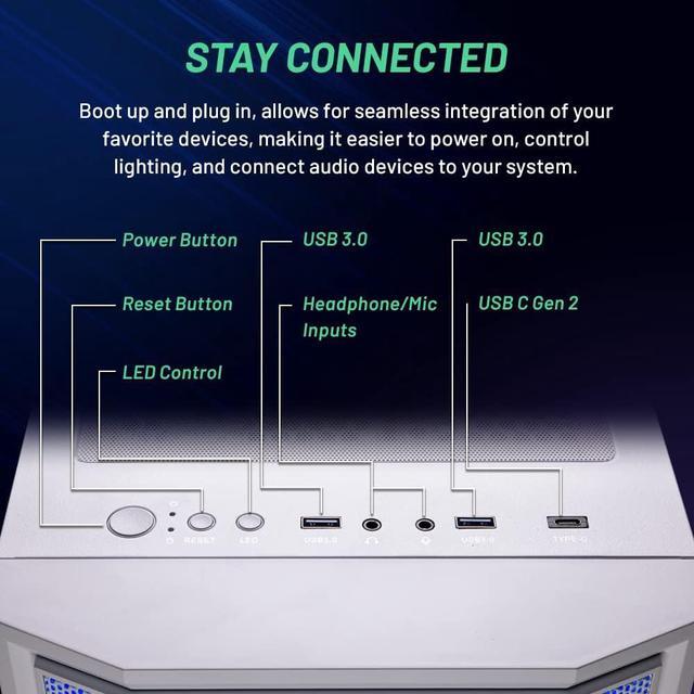 Skytech Archangel Gaming PC Desktop Intel I3 12100F 3.3 GHz (4.3GHz Turbo Boost) NVIDIA RTX 3050 6GB GDDR6 500GB SSD 16GB DDR5 RAM 5200 650W GOLD PSU Wi-Fi Win 11 Home