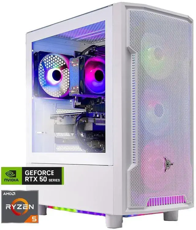 Skytech Archangel Gaming PC Desktop Ryzen 5 9600X 3.9 Ghz (5.4GHz Turbo) NVIDIA RTX 5060 8GB 1TB NVMe SSD 32GB DDR5 RAM 5200 RGB 650W GOLD PSU Wi-Fi Win 11