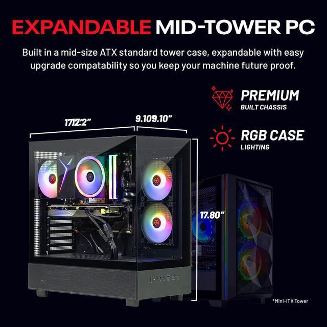 Skytech Azure Gaming PC Desktop Intel I5 14400F 2.5 GHz (4.7GHz Turbo) NVIDIA RTX 5060 8GB 1TB NVMe SSD 16GB DDR5 RAM 6000 650W GOLD PSU Wi-Fi Win 11