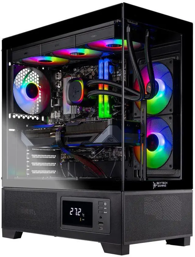 Skytech Azure Gaming PC Desktop Intel i7 14700F 2.1 GHz (5.3GHz Turbo) NVIDIA RTX 5060 8GB 1TB NVMe SSD 32GB DDR5 RAM 5200 RGB 850W GOLD ATX 3 PSU 360mm ARGB AIO Wi-Fi Win 11