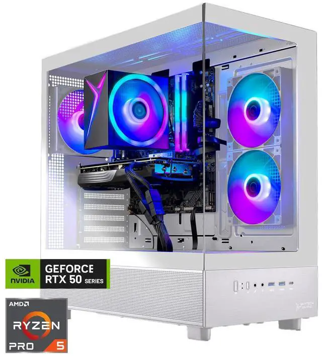 Skytech Azure Gaming PC Desktop Ryzen 5 7600 3.8 GHz (5.1GHz Turbo) NVIDIA RTX 5060 8GB 1TB NVMe SSD 32GB DDR5 RAM 5200 RGB 650W GOLD PSU Wi-Fi Win 11 Montech XR