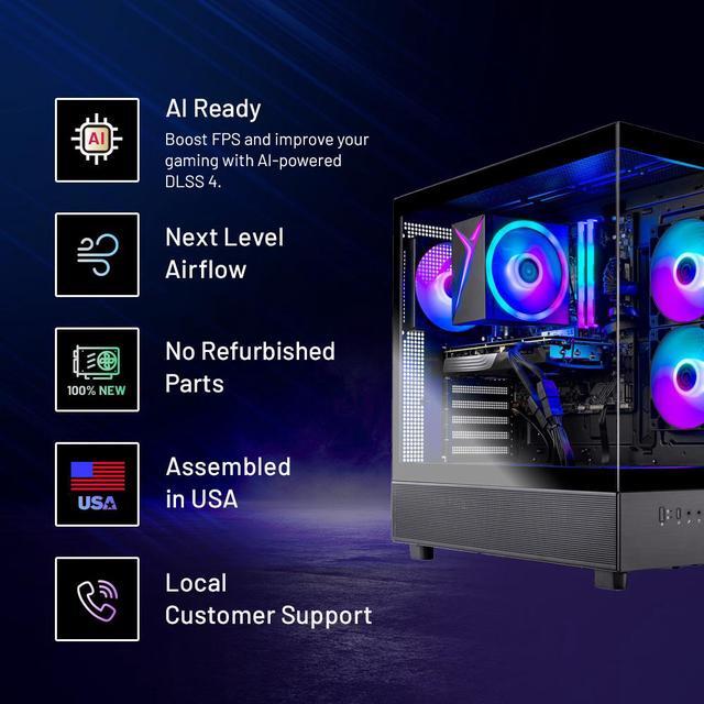 Skytech Azure Gaming PC Desktop Ryzen 7 7700 3.8 GHz (5.3GHz Turbo) NVIDIA RTX 5060 Ti 16GB GDDR7 1TB Gen4 NVMe SSD 32GB 5200Mhz DDR5 RAM RGB 650W GOLD PSU Wi-Fi Win 11 Montech XR