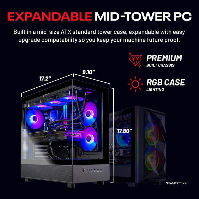 Skytech Azure Gaming PC Desktop Ryzen 7 7800X3D 4.2 GHz (5GHz Turbo) AMD RX 9070 XT 16GB 2TB Gen4 NVMe SSD 32GB DDR5 RAM 6000 RGB 850W GOLD ATX 3 PSU 360mm ARGB AIO Wi-Fi Win 11 Montech XR