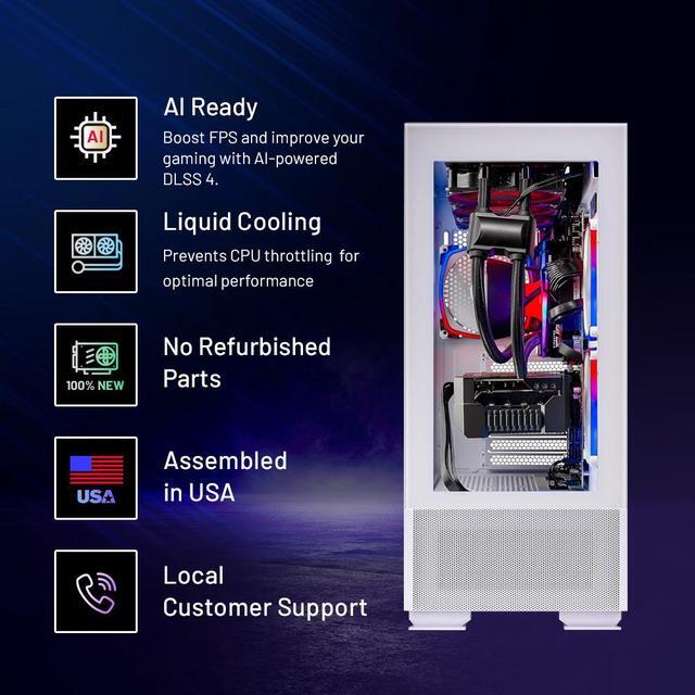 Skytech Azure Gaming PC Desktop Ryzen 7 7800X3D 4.2 GHz (5GHz Turbo) NVIDIA RTX 5070 12GB GDDR7 2TB Gen4 NVMe SSD 32GB DDR5 RAM 6000 RGB 750W GOLD PSU 360mm ARGB AIO Wi-Fi Win 11