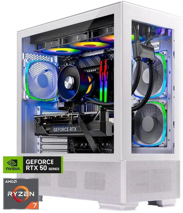 Skytech Azure Gaming PC Desktop Ryzen 7 7800X3D 4.2 GHz (5GHz Turbo) NVIDIA RTX 5070 12GB GDDR7 2TB Gen4 NVMe SSD 32GB DDR5 RAM 6000 RGB 750W GOLD PSU 360mm ARGB AIO Wi-Fi Win 11