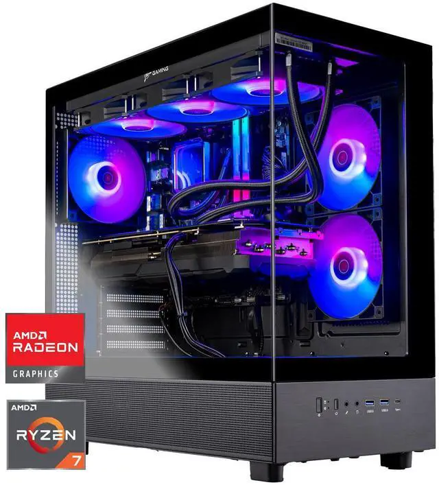 Skytech Azure Gaming PC Desktop Ryzen 7 7800X3D 4.2 GHz (5GHz Turbo) AMD RX 9070 XT 16GB 2TB Gen4 NVMe SSD 32GB DDR5 RAM 6000 RGB 850W GOLD ATX 3 PSU 360mm ARGB AIO Wi-Fi Win 11 Montech XR