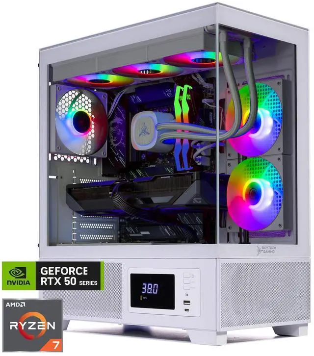Skytech Azure Gaming PC Desktop Ryzen 7 9800X3D 4.7 GHz (5.2 GHz Turbo) NVIDIA RTX 5070 Ti 16GB 2TB Gen4 NVMe SSD 32GB DDR5 RAM 5200 RGB 850W GOLD ATX 3 PSU 360mm ARGB AIO Wi-Fi Win 11