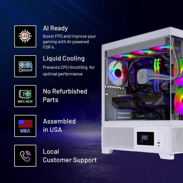 Skytech Azure Gaming PC Desktop Ryzen 7 9800X3D 4.7 GHz (5.2 GHz Turbo) AMD RX 9070 XT 16GB GDDR6 1TB Gen4 NVMe SSD 32GB DDR5 RAM 6000 RGB 850W GOLD PSU 360mm ARGB AIO Wi-Fi Win 11