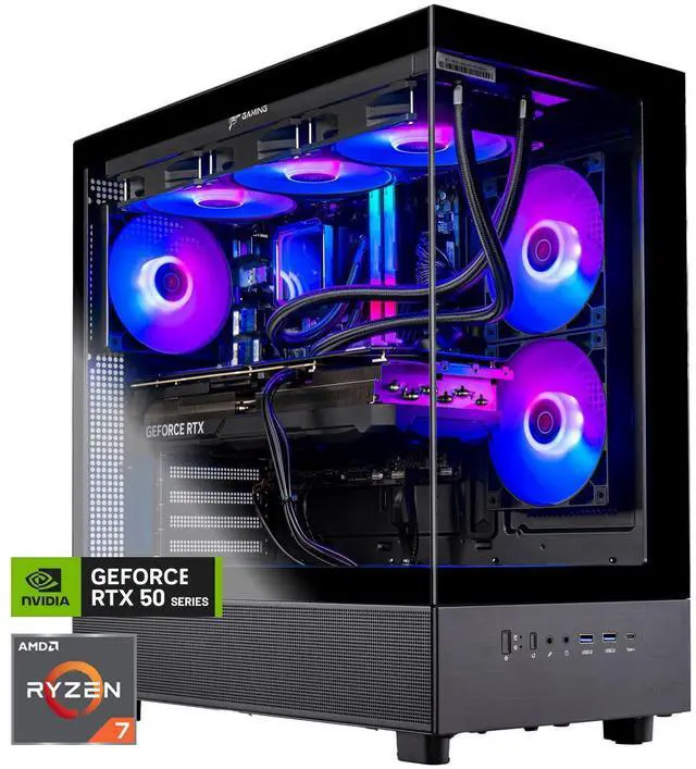 Skytech Azure Gaming PC Desktop Ryzen 7 9800X3D 4.7 GHz (5.2 GHz Turbo) NVIDIA RTX 5070 12GB 2TB Gen4 NVMe SSD 32GB DDR5 RAM 6000 RGB 850W GOLD PSU 360mm ARGB AIO Wi-Fi Win 11 Montech XR