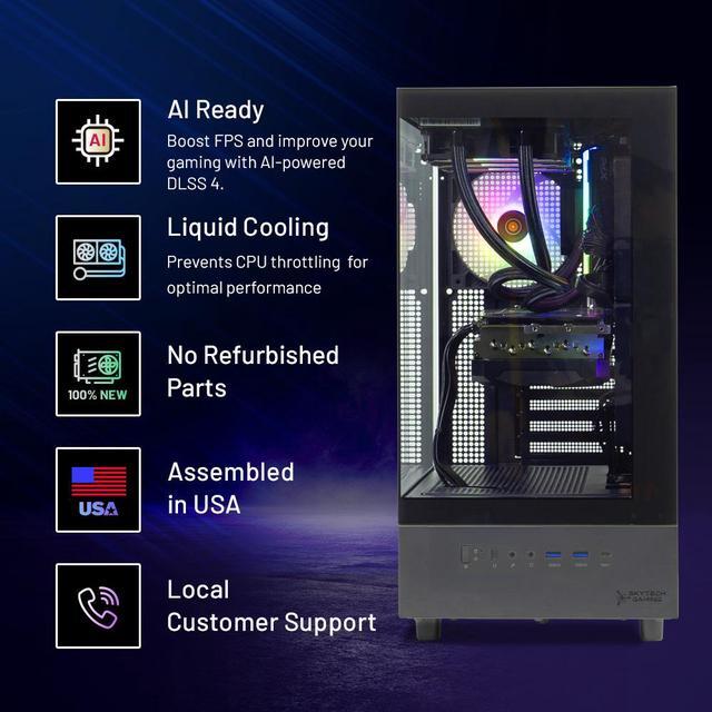 Skytech Azure Gaming PC Desktop Ultra 5 245K 4.2 GHz (5.2 GHz Turbo) NVIDIA RTX 5060 Ti 16GB GDDR7 1TB Gen4 NVMe SSD 32GB DDR5 RAM RGB 850W GOLD ATX 3 PSU 360mm ARGB AIO Wi-Fi Win 11