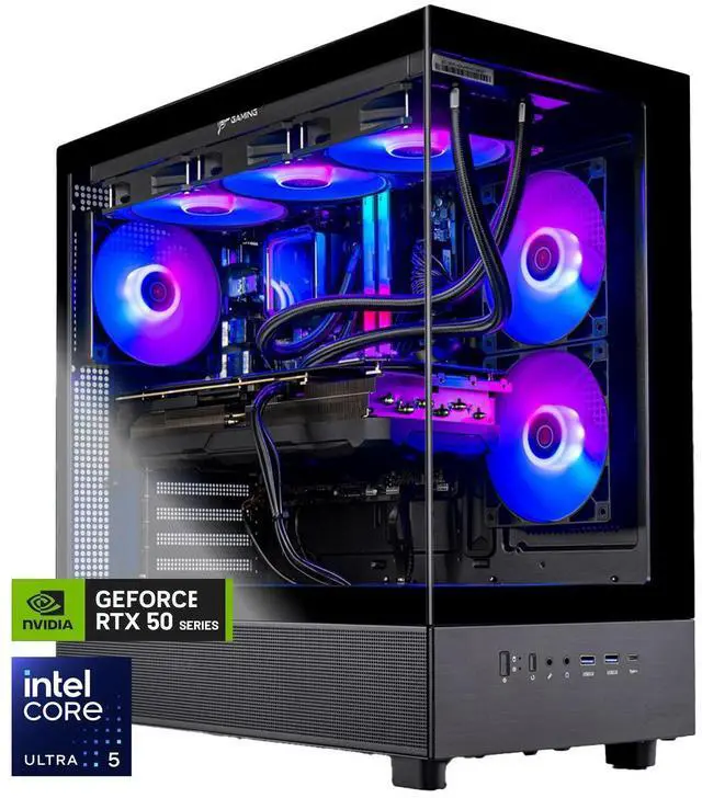 Skytech Azure Gaming PC Desktop Ultra 5 245K 4.2 GHz (5.2 GHz Turbo) NVIDIA RTX 5060 Ti 16GB GDDR7 1TB Gen4 NVMe SSD 32GB DDR5 RAM RGB 850W GOLD ATX 3 PSU 360mm ARGB AIO Wi-Fi Win 11
