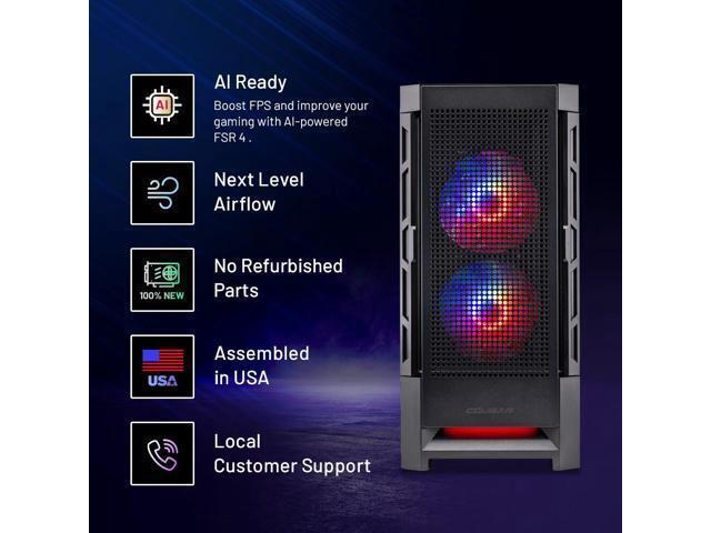 Skytech Blaze4 Mini Gaming PC Desktop Ryzen 7 7700 3.8 GHz (5.3GHz Turbo) AMD RX 9060 XT 16GB 1TB Gen4 NVMe SSD 32GB DDR5 RAM 5200 RGB 650W GOLD PSU Wi-Fi Win 11