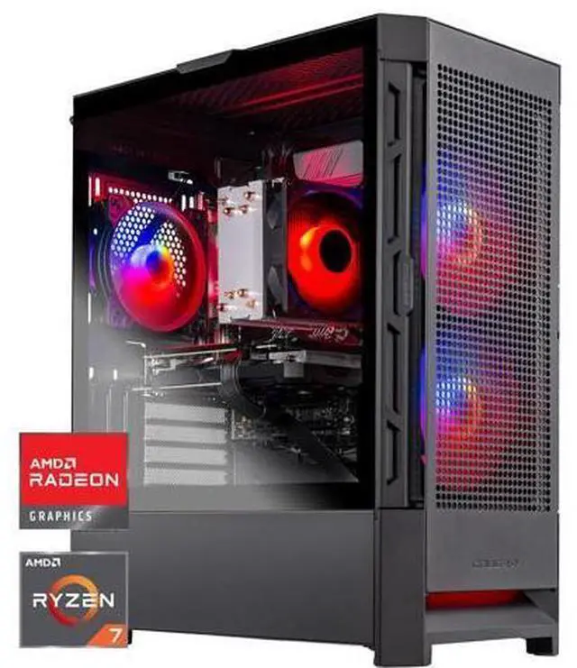 Skytech Blaze4 Mini Gaming PC Desktop Ryzen 7 7700 3.8 GHz (5.3GHz Turbo) AMD RX 9060 XT 16GB 1TB Gen4 NVMe SSD 32GB DDR5 RAM 5200 RGB 650W GOLD PSU Wi-Fi Win 11