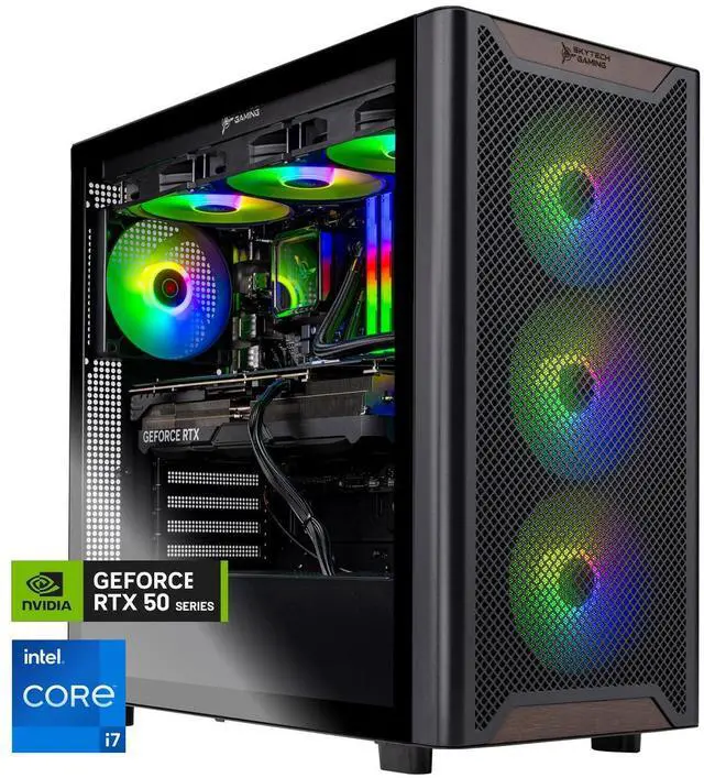 Skytech Chronos Gaming PC Desktop Intel i7 14700K 3.4 GHz (5.5GHz Turbo) Z790 Motherboard NVIDIA RTX 5070 Ti 16GB 1TB Gen4 NVMe SSD 32GB DDR5 RAM RGB 850W GOLD ATX 3 360mm AIO Wi-Fi Win 11