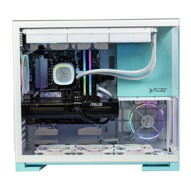 Skytech Gaming Aqua Desktop PC Ryzen 7 9700X 3.8 GHz (5.5GHz Turbo) NVIDIA RTX 5070 12GB 1TB Gen4 NVMe SSD 32GB DDR5 RAM RGB 850W GOLD ATX 3 PSU 360mm ARGB AIO Wi-Fi Win 11