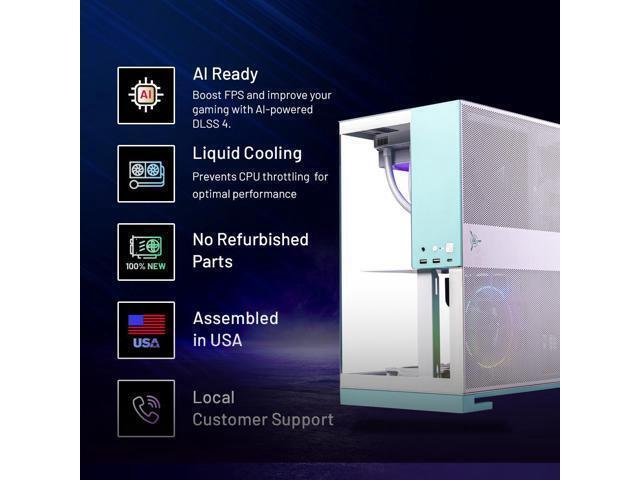 Skytech Gaming Aqua Desktop PC Ryzen 7 9800X3D 4.7 GHz (5.2 GHz Turbo) NVIDIA RTX 5070 Ti 16GB 2TB Gen4 NVMe SSD 32GB DDR5 RAM RGB 850W GOLD ATX 3 PSU 360mm ARGB AIO Wi-Fi Win 11