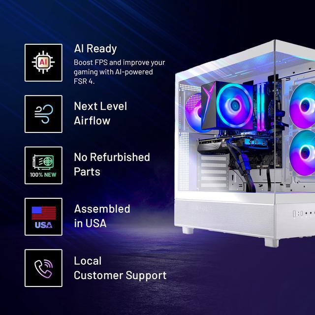 Skytech Gaming Azure 3 Desktop PC Ryzen 7 7700 3.8 GHz (5.3GHz Turbo) AMD RX 9060 XT 16GB 1TB Gen4 NVMe SSD 32GB DDR5 RAM RGB 650W GOLD PSU Wi-Fi Win 11