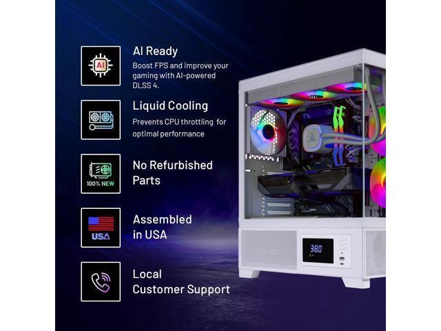 Skytech Gaming Azure 3 Plus Desktop PC Intel I7 14700F 2.1 GHz (5.3GHz Turbo) NVIDIA RTX 5070 Ti 16GB 1TB Gen4 NVMe SSD 64GB DDR5 RAM RGB 850W GOLD ATX 3 PSU 360mm ARGB AIO Wi-Fi Win 11