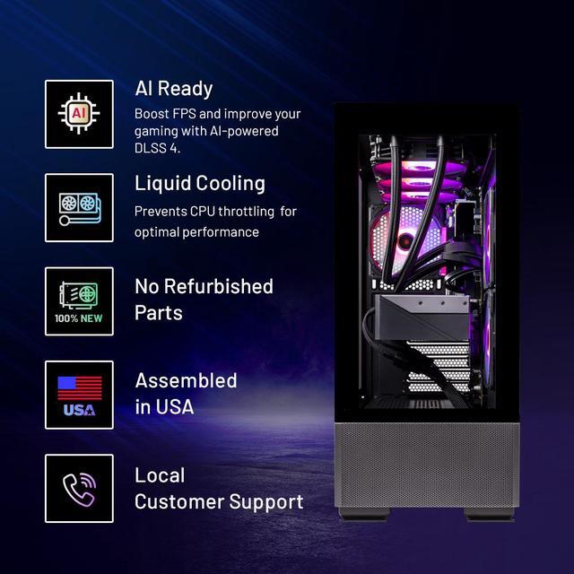 Skytech Gaming Azure Desktop PC Ryzen 7 7700X 4.5 GHz (5.4GHz Turbo) NVIDIA RTX 5060 Ti 16GB 2TB Gen4 NVMe SSD 32GB DDR5 RAM RGB 750W GOLD PSU 360mm ARGB AIO Wi-Fi Win 11