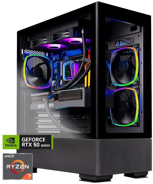 Skytech Gaming Azure Desktop PC Ryzen 7 7700X 4.5 GHz (5.4GHz Turbo) NVIDIA RTX 5060 Ti 16GB 2TB Gen4 NVMe SSD 32GB DDR5 RAM RGB 750W GOLD PSU 360mm ARGB AIO Wi-Fi Win 11
