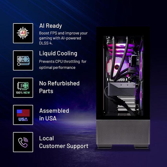 Skytech Gaming Azure Desktop PC Ryzen 7 7800X3D 4.2 GHz (5GHz Turbo) NVIDIA RTX 5060 Ti 16GB 2TB Gen4 NVMe SSD 32GB DDR5 RAM RGB 750W GOLD PSU 360mm ARGB AIO Wi-Fi Win 11