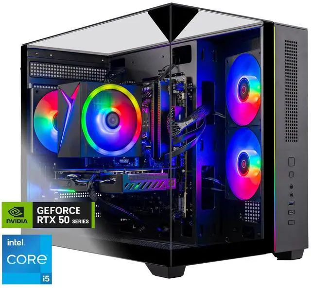 Skytech Gaming Crystal Desktop PC Intel i5 14400F 2.5 GHz (4.7GHz Turbo) NVIDIA RTX 5060 1TB NVMe SSD 32GB DDR5 RAM 5200 650W GOLD PSU Wi-Fi Win 11