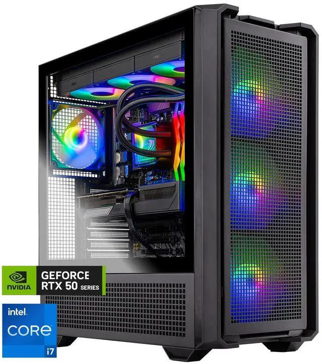 Skytech Gaming Edge Desktop PC Intel i7 14700F 2.1 GHz (5.3GHz) NVIDIA RTX 5070 12GB 2TB Gen4 NVMe SSD 32GB DDR5 RAM 6000 RGB 850W GOLD ATX 3 PSU 360mm ARGB AIO Wi-Fi Win 11