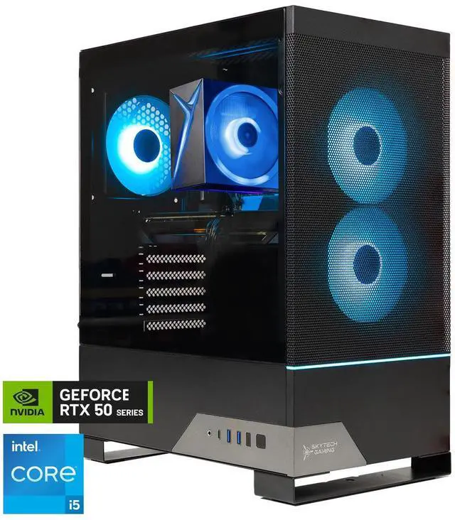 Skytech Gaming Nebula 2 Desktop PC Intel i5 14400F 2.5 GHz (4.7GHz) NVIDIA RTX 5050 8GB 1TB NVMe SSD 16GB DDR5 RAM 6000 650W GOLD PSU Wi-Fi Win 11