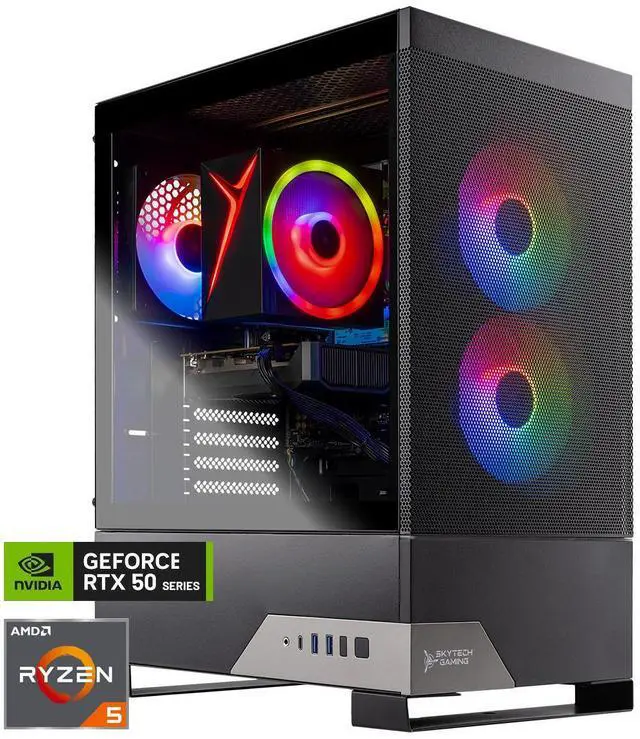 Skytech Gaming Nebula 2 Desktop PC Ryzen 5 7600 3.8 GHz (5.1GHz Turbo) NVIDIA RTX 5060 1TB NVMe SSD 16GB DDR5 RAM 5200 650W GOLD PSU Wi-Fi Win 11