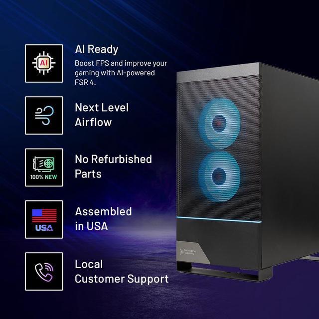 Skytech Gaming Nebula 2 Desktop PC Ryzen 5 9600X 3.9 Ghz (5.4GHz Turbo) AMD RX 9060 XT 8GB 1TB Gen4 NVMe SSD 16GB DDR5 RAM 6000 650W GOLD PSU Wi-Fi Win 11