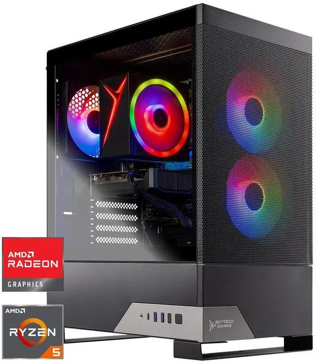 Skytech Gaming Nebula 2 Desktop PC Ryzen 5 9600X 3.9 Ghz (5.4GHz Turbo) AMD RX 9060 XT 8GB 1TB Gen4 NVMe SSD 16GB DDR5 RAM 6000 650W GOLD PSU Wi-Fi Win 11