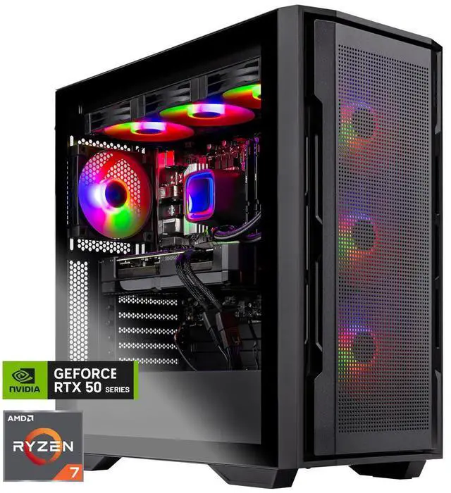 Skytech Gaming Rampage Desktop PC Ryzen 7 7800X3D 4.2 GHz (5GHz) NVIDIA RTX 5070 12GB 2TB Gen4 NVMe SSD 32GB DDR5 RAM 6000 RGB 850W GOLD ATX 3 PSU 360mm ARGB AIO Wi-Fi Win 11