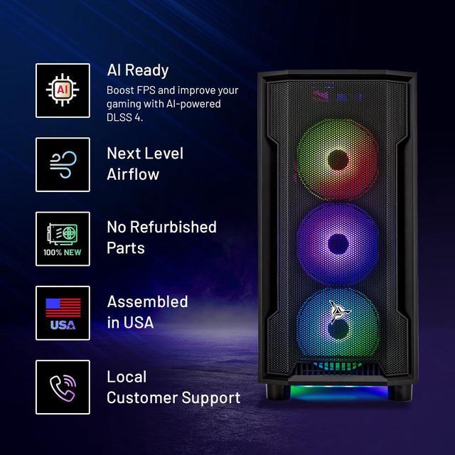 Skytech Gaming Shadow Desktop PC Intel I5 14400F 2.5 GHz (4.7GHz) NVIDIA RTX 5050 8GB 1TB NVMe SSD 16GB DDR5 RAM 6000 650W GOLD PSU Wi-Fi Win 11