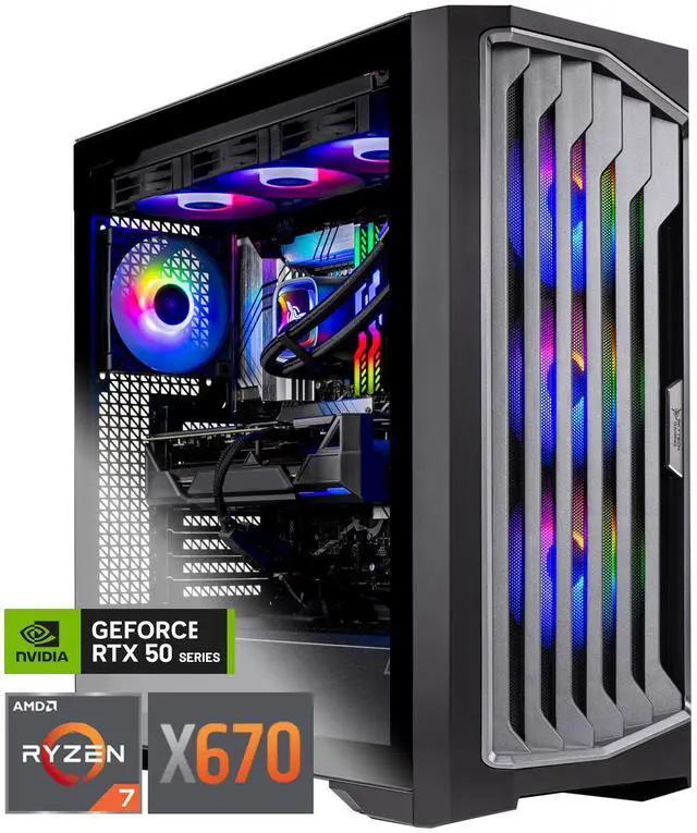 Skytech Legacy Gaming PC Desktop Ryzen 7 9800X3D 4.7 GHz (5.2 GHz Turbo) X670 Motherboard NVIDIA RTX 5080 16GB GDDR7 1TB Gen4 SSD 32GB DDR5 6000 1000W GOLD ATX 3.0 360mm AIO Wi-Fi Win 11 Home