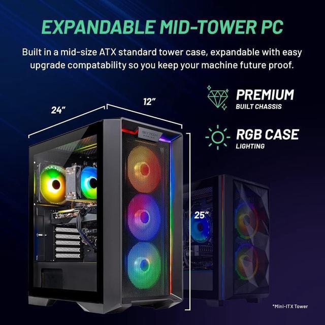 Skytech Nebula Gaming PC Desktop Ryzen 5 7600 3.8 GHz (5.1GHz Turbo) NVIDIA RTX 5060 8GB 1TB NVMe SSD 32GB DDR5 RAM 5200 RGB 650W GOLD PSU Wi-Fi Win 11
