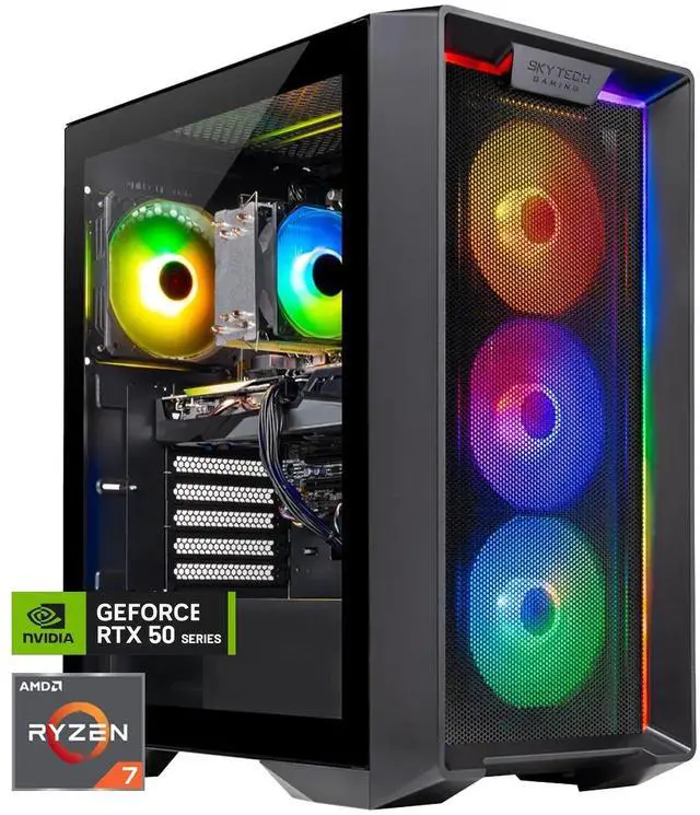 Skytech Nebula Gaming PC Desktop Ryzen 7 5700 3.7 GHz (4.6GHz Turbo) NVIDIA RTX 5060 8GB 1TB NVMe SSD 16GB DDR4 RAM 3200 650W GOLD PSU Wi-Fi Win 11