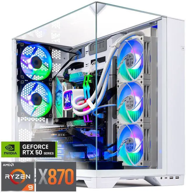 Skytech O11 Vision Gaming PC Desktop Ryzen 9 9900X3D 4.4 GHz (5.5GHz Turbo Boost) X870 Motherboard NVIDIA RTX 5080 16GB GDDR7 2TB Gen4 NVMe SSD 64GB DDR5 6000 1000W GOLD ATX 3.0 Wi-Fi Win 11