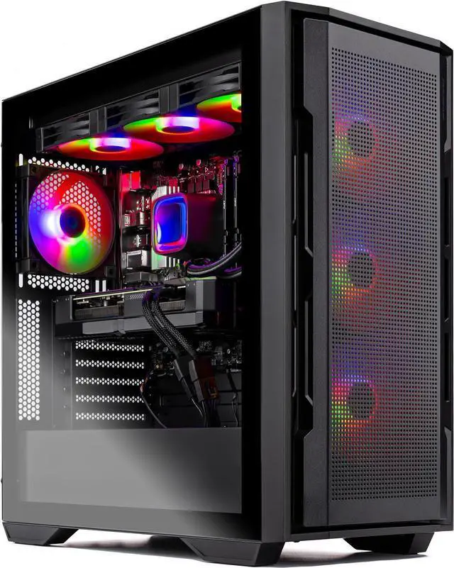 Skytech Rampage Gaming PC Desktop Ryzen 7 7700X 4.5 GHz (5.4GHz Turbo Boost) NVIDIA RTX 5070 12GB GDDR7 1TB Gen4 SSD 32GB DDR5 RAM 6000 RGB 850W GOLD PSU 360mm ARGB AIO Wi-Fi Win 11 Home