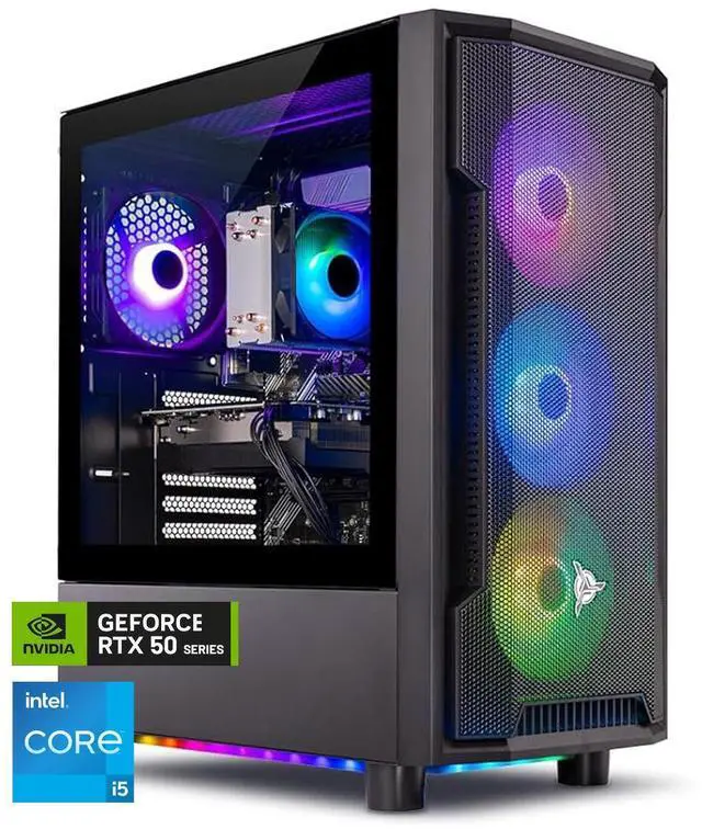 Skytech Shadow Gaming PC Desktop Intel i5 14400F 2.5 GHz (4.7GHz Turbo) NVIDIA RTX 5060 8GB 1TB NVMe SSD 16GB DDR5 RAM 6000 650W GOLD PSU Wi-Fi Win 11